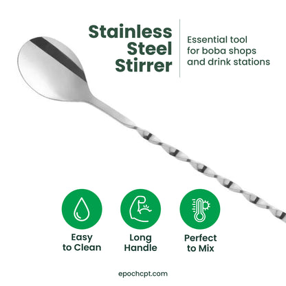 Stainless Steel Stirrer | For Bubble Tea, Drinks & Bars | 1 pc