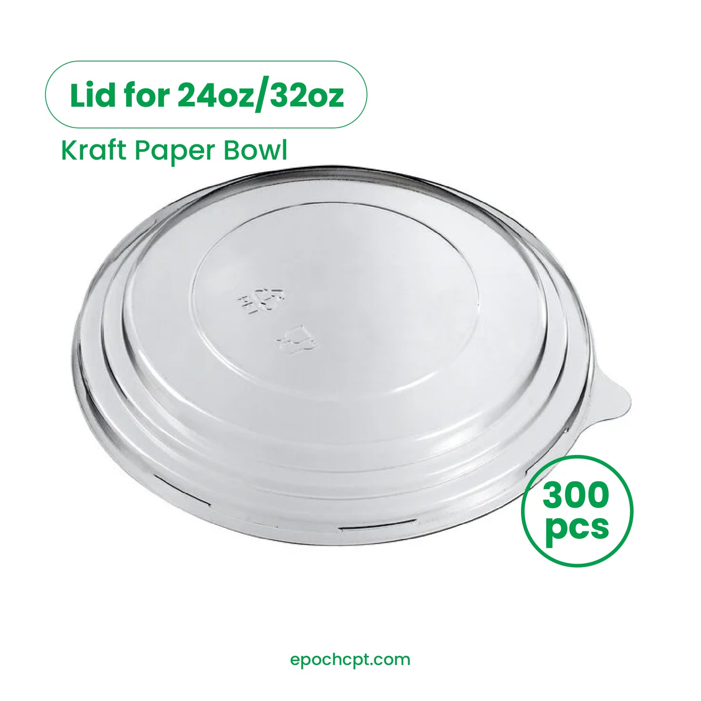 PET LID for 24oz and 32oz Round Kraft | 300 pcs