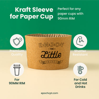 Kraft Sleeve for Paper Cups | Heat-Protective Coffee Cup Sleeve | 1000 pcs