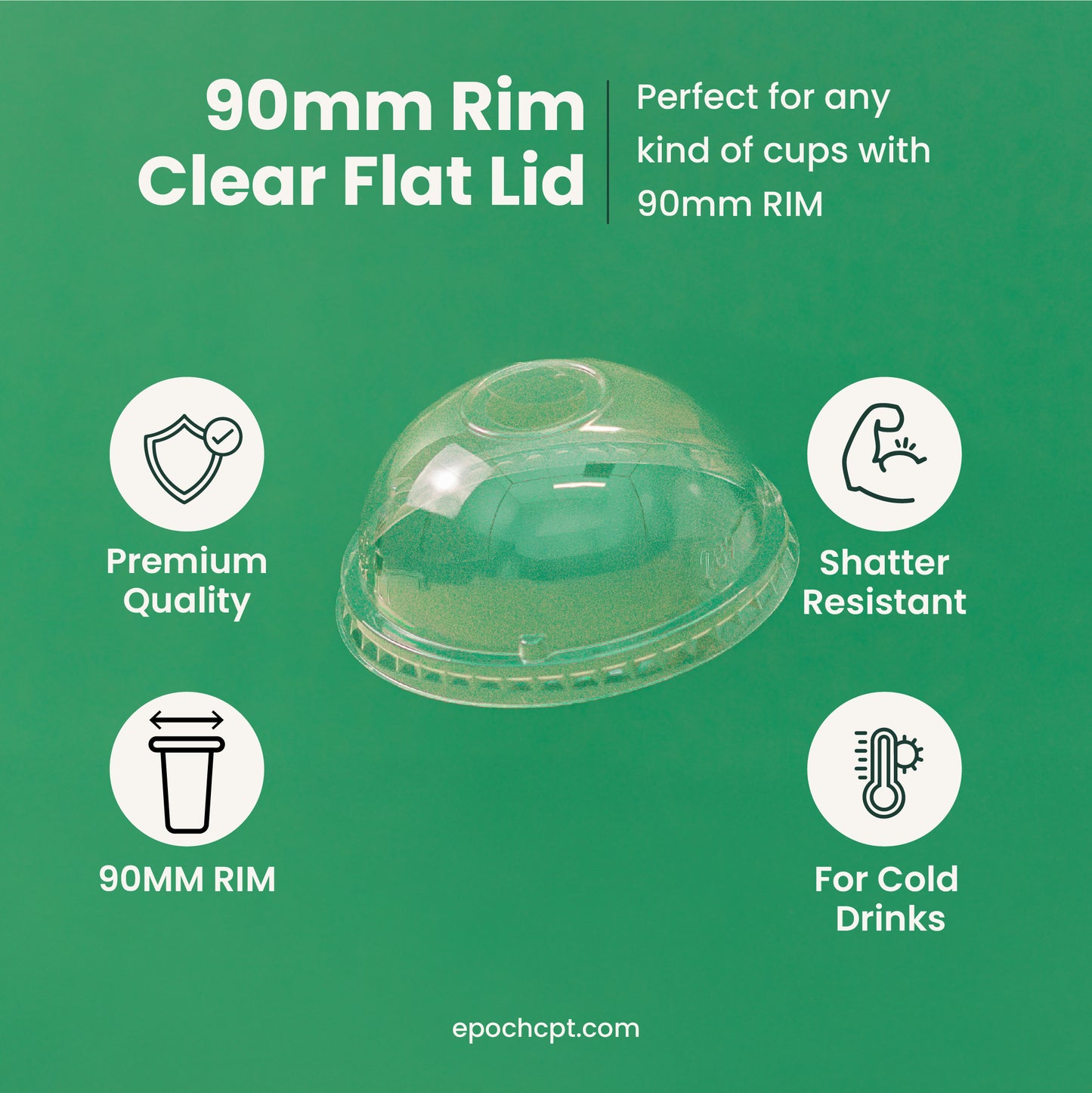 90mm |  Dome Clear PETE Plastic Lid | 1000 pcs