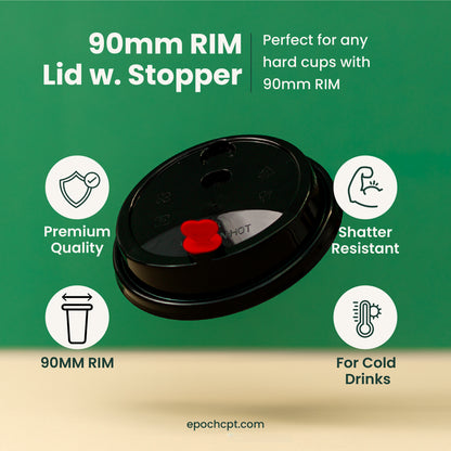 90mm | Plastic Cup Lid with Stopper | 1000 pcs