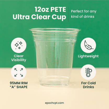 12oz  | 98mm | PETE Ultra Clear Cup  | 1000 pcs