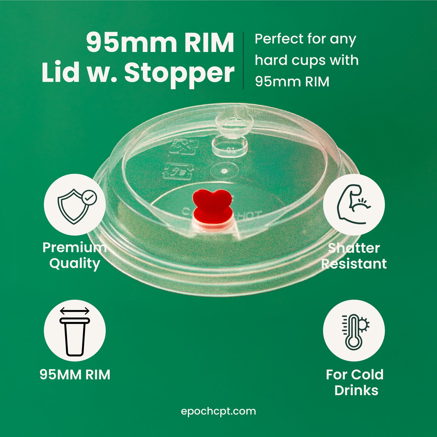 95mm | Plastic Cup Lid with Stopper | 1000 pcs