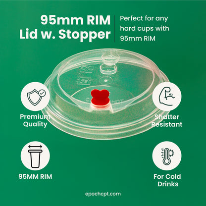 95mm | Plastic Cup Lid with Stopper | 1000 pcs
