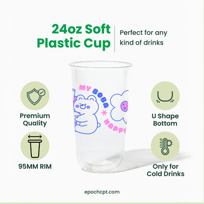 Bunny | 24oz Clear Soft Plastic Cup | 95mm Rim | 1000 pcs/Case