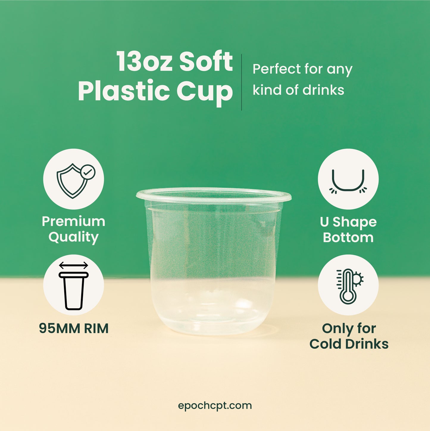 13oz | U-Shape | Clear | Soft Thin Wall Plastic Cold Cup | 95MM | 360ml Crystal Cup