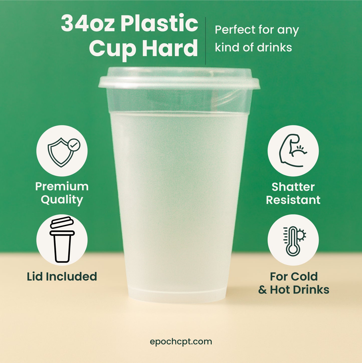 34oz | A-Shape | Clear Plastic Cup | 119mm | Large Drink Cup | 500pcs