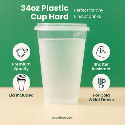 34oz | A-Shape | Clear Plastic Cup | 119mm | Large Drink Cup | 500pcs