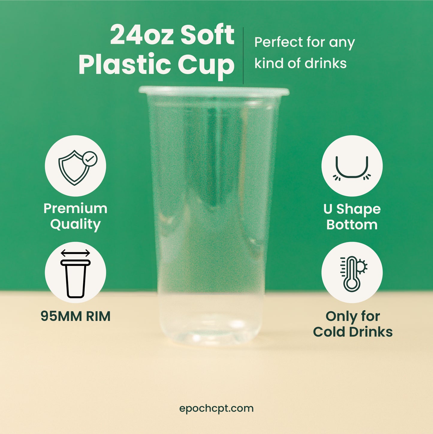 24oz | U-Shape | Clear | Soft Thin Wall Plastic Cold Cup | 95MM | 700ml Crystal Cup