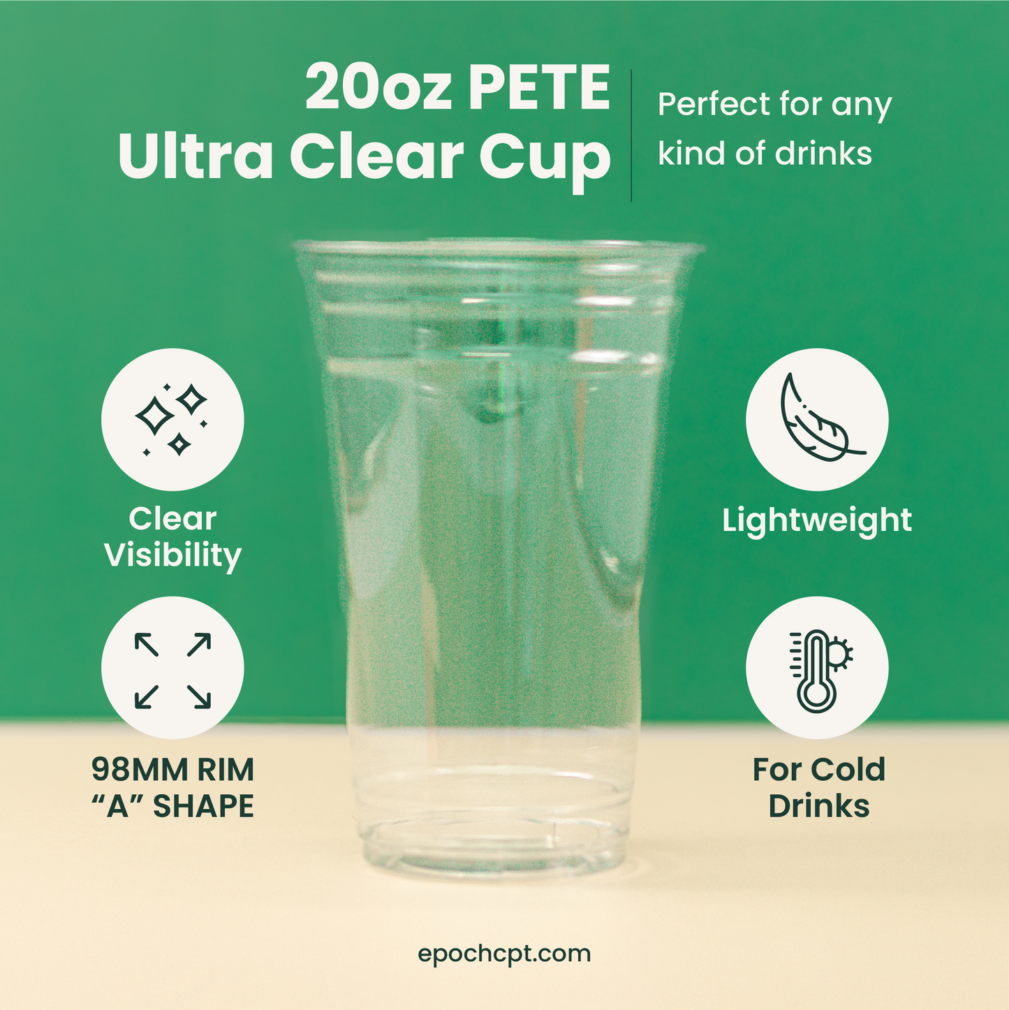 20oz  | 98mm | PETE Ultra Clear Cup  | 1000 pcs