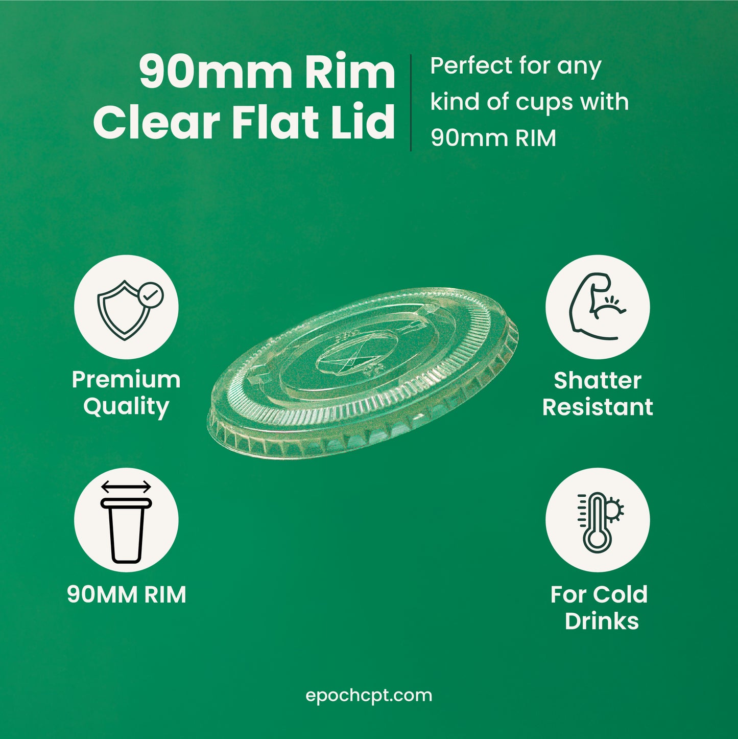 90mm | Flat Lid | Clear or Frosted | 1000 pcs
