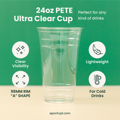 24oz | 98mm | PETE Ultra Clear Cup  | 1000 pcs