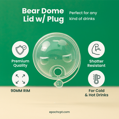 90mm | Bear Lid for Plastic Cups | 500 pcs  |  Cute Valentine's Lid For Cup