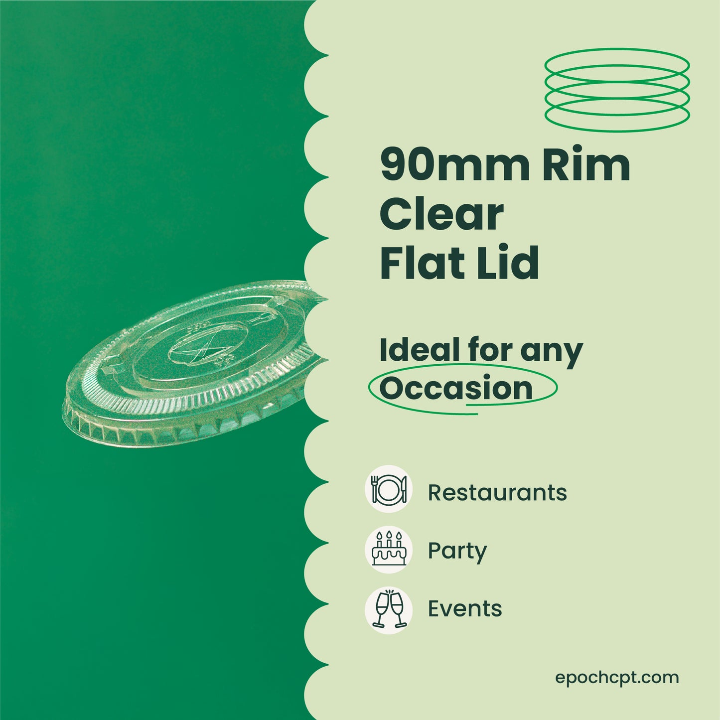 90mm | Flat Lid | Clear or Frosted | 1000 pcs