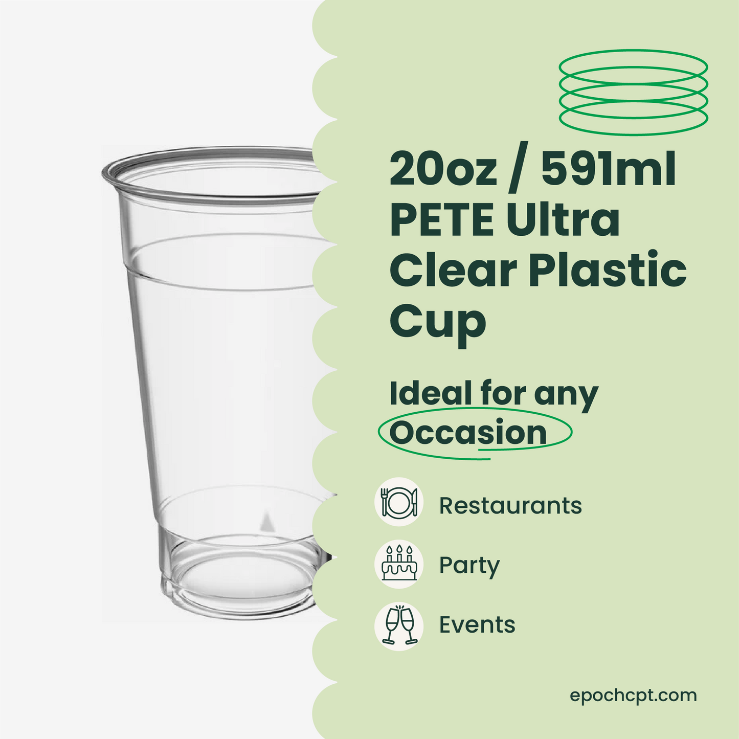 20oz  | 98mm | PETE Ultra Clear Cup  | 1000 pcs