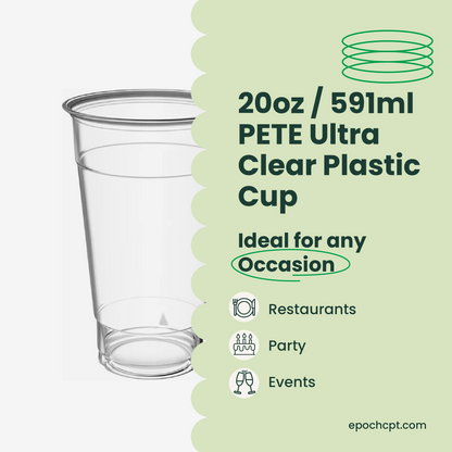 20oz  | 98mm | PETE Ultra Clear Cup  | 1000 pcs