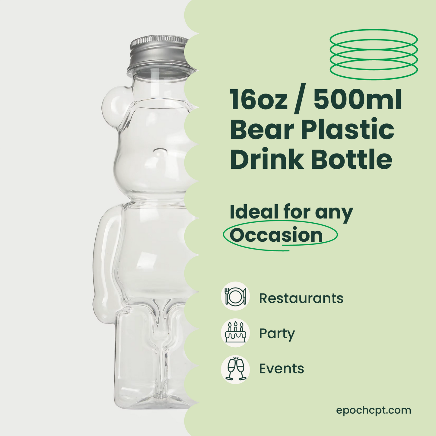 16oz | Bear | Drink Plastic Bottle  |  Cute Valentine's Drink Bottle |  100 Sets