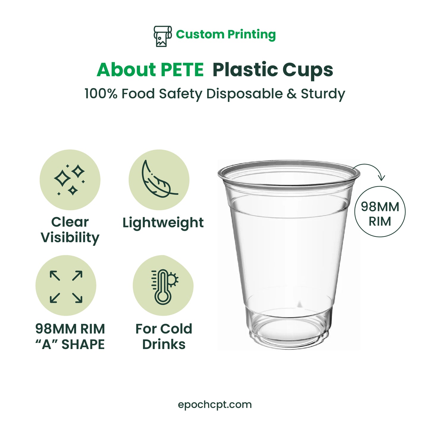 Custom Printing | PETE Plastic Cups | 98mm