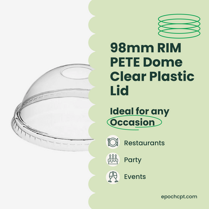 98mm | PETE Ultra Clear Dome Lid with Die-Cut Hole | for PET Cups | 1000 pcs