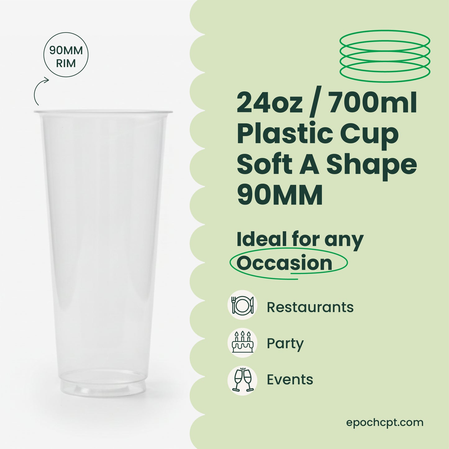 24oz | A-Shape | Soft PP Clear Plastic Cup | 90mm | 700ml