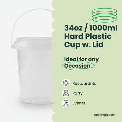 1000ml Clear Plastic Bucket with Lid | Leak-Proof Food Container | 1L Round Bucket