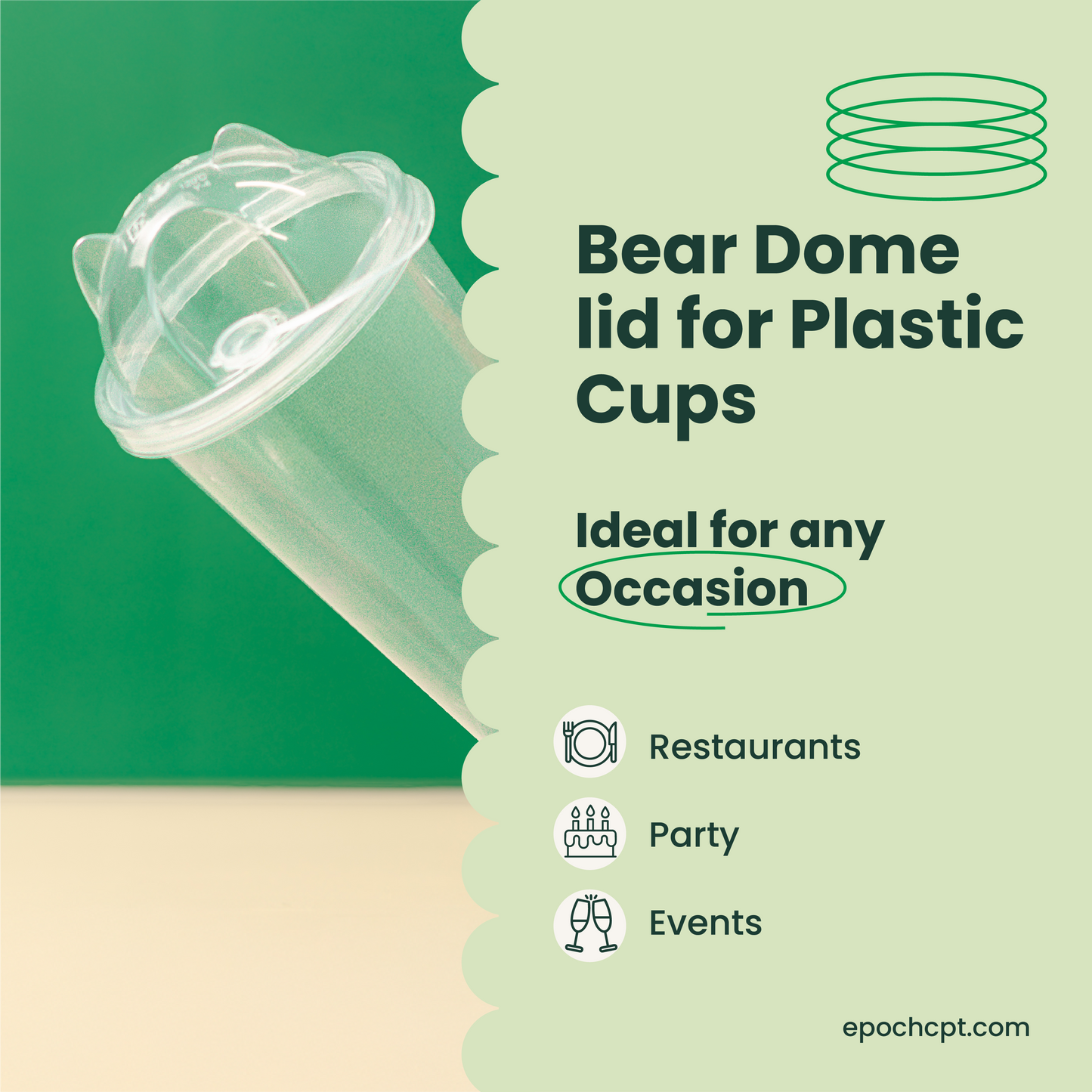 90mm | Bear Lid for Plastic Cups | 500 pcs  |  Cute Valentine's Lid For Cup