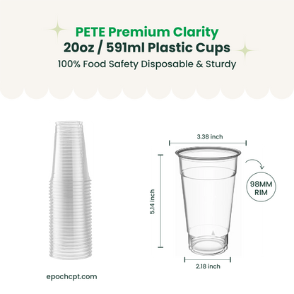 20oz  | 98mm | PETE Ultra Clear Cup  | 1000 pcs
