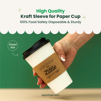 Kraft Sleeve for Paper Cups | Heat-Protective Coffee Cup Sleeve | 1000 pcs