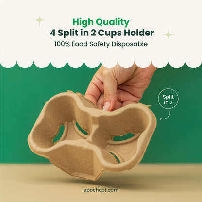4-Split in 2 Kraft Holder for Cups | 400 pcs