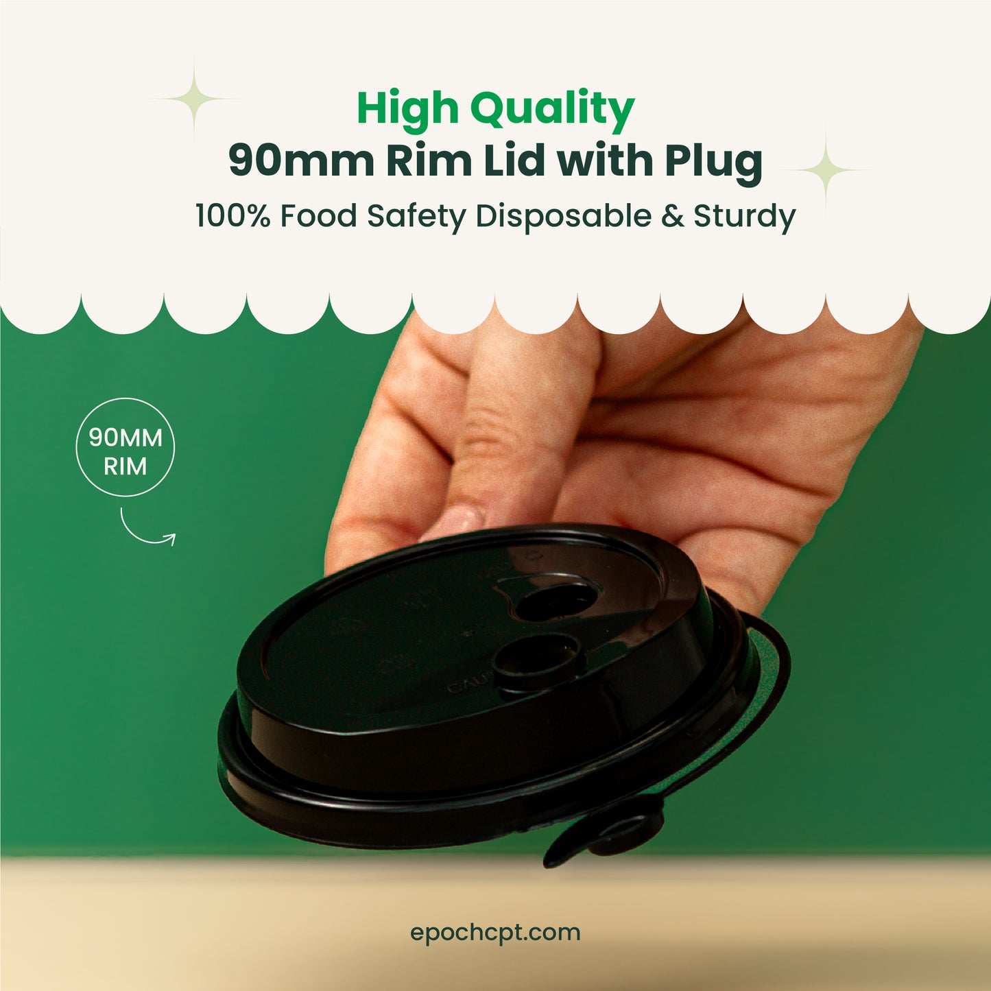 90mm | Plastic Lid with Plug | Black, White, Clear, Frosted | 1000 pcs