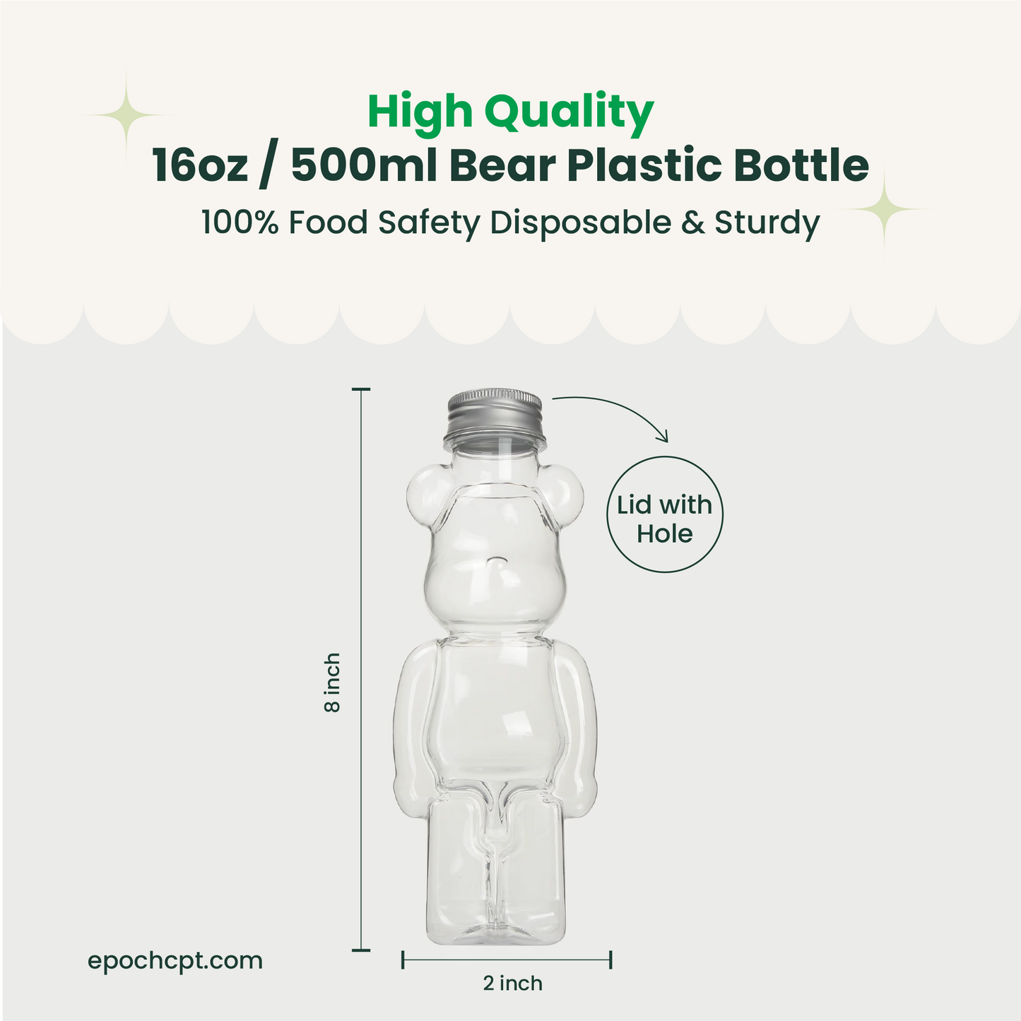 16oz | Bear | Drink Plastic Bottle  |  Cute Valentine's Drink Bottle |  100 Sets