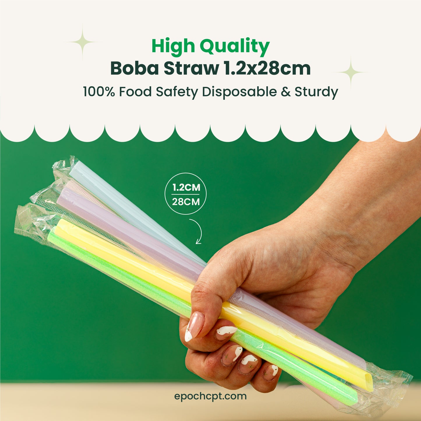 Boba Straw 1.2cm x 28cm | Clear, Black or Pastel Colors