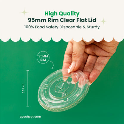 95mm | Clear Flat Lid | 1000 pcs