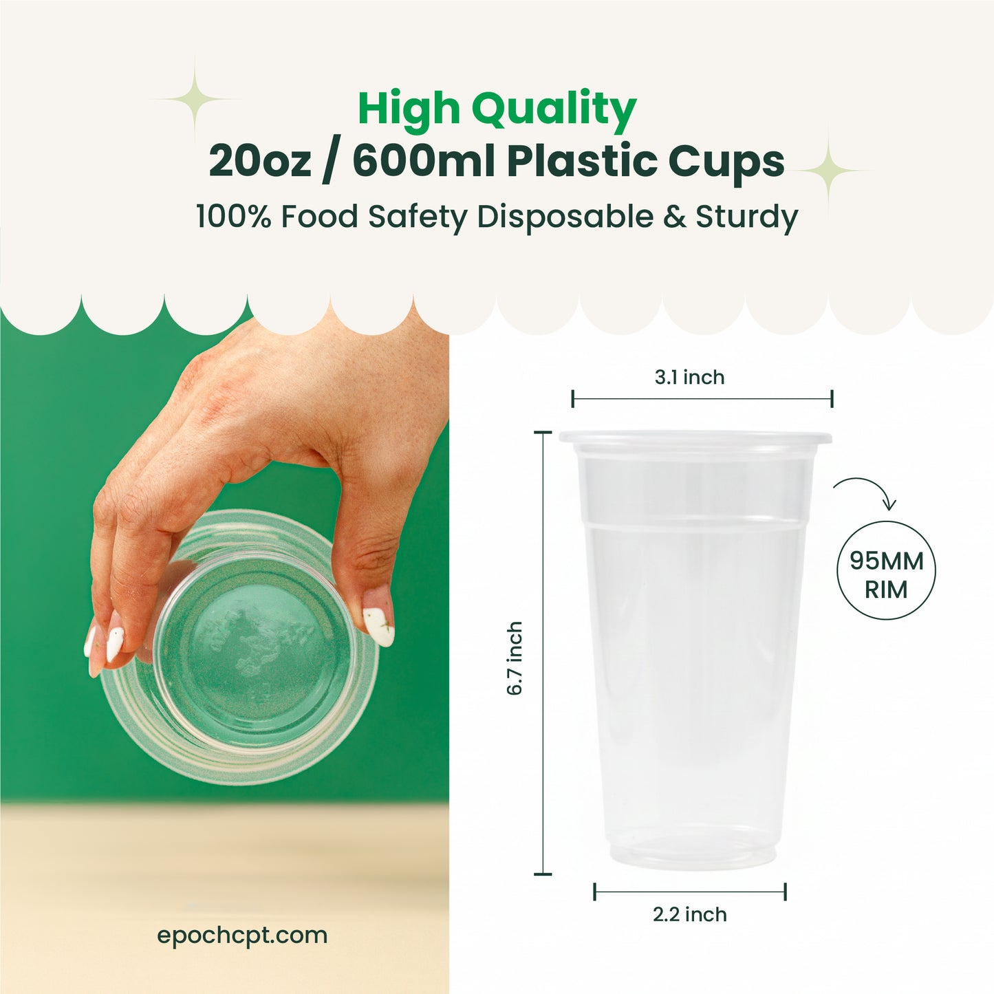 20oz A-Shape Soft PP Clear Plastic Cup | 95MM | 600ml Crystal Cup