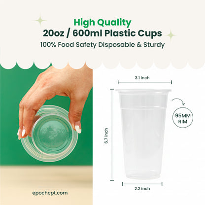 20oz A-Shape Soft PP Clear Plastic Cup | 95MM | 600ml Crystal Cup
