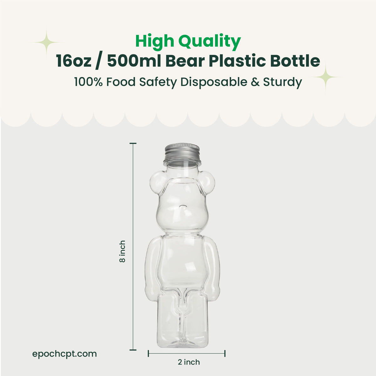 16oz | Bear | Drink Plastic Bottle | Cute Drink Bottle | 100 Sets