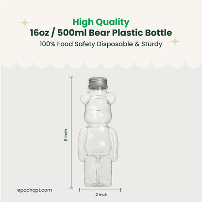16oz | Bear | Drink Plastic Bottle | Cute Drink Bottle | 100 Sets
