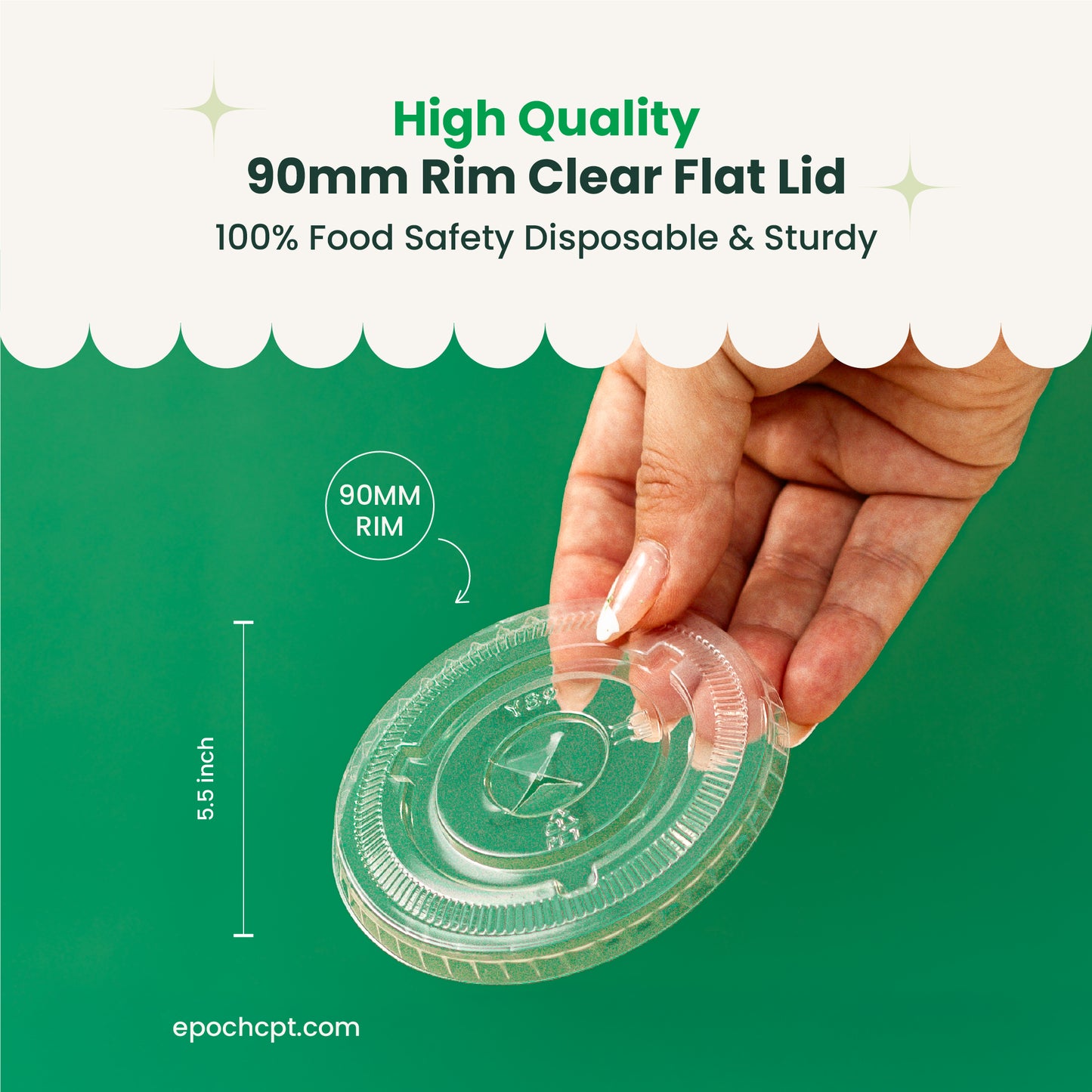 90mm | Flat Lid | Clear or Frosted | 1000 pcs
