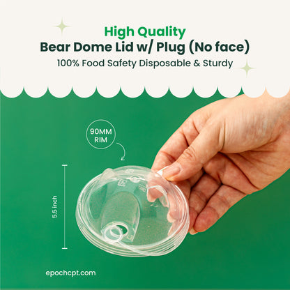 90mm | Bear Lid for Plastic Cups  |  NO FACE  | 1000 pcs