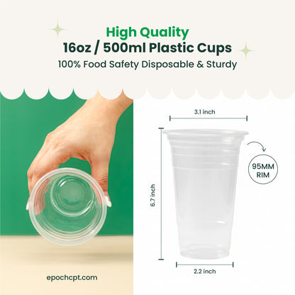 16oz | A-Shape | Soft PP Clear Plastic Cup | 95MM | 500ml | Crystal Cup