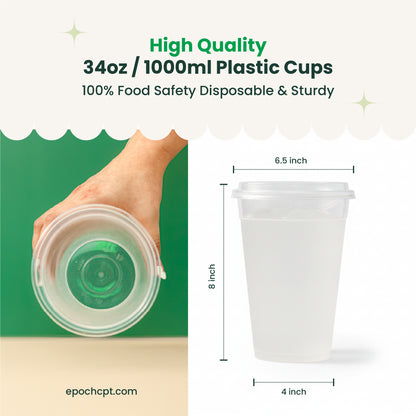 34oz | A-Shape | Clear Plastic Cup | 119mm | Large Drink Cup | 500pcs