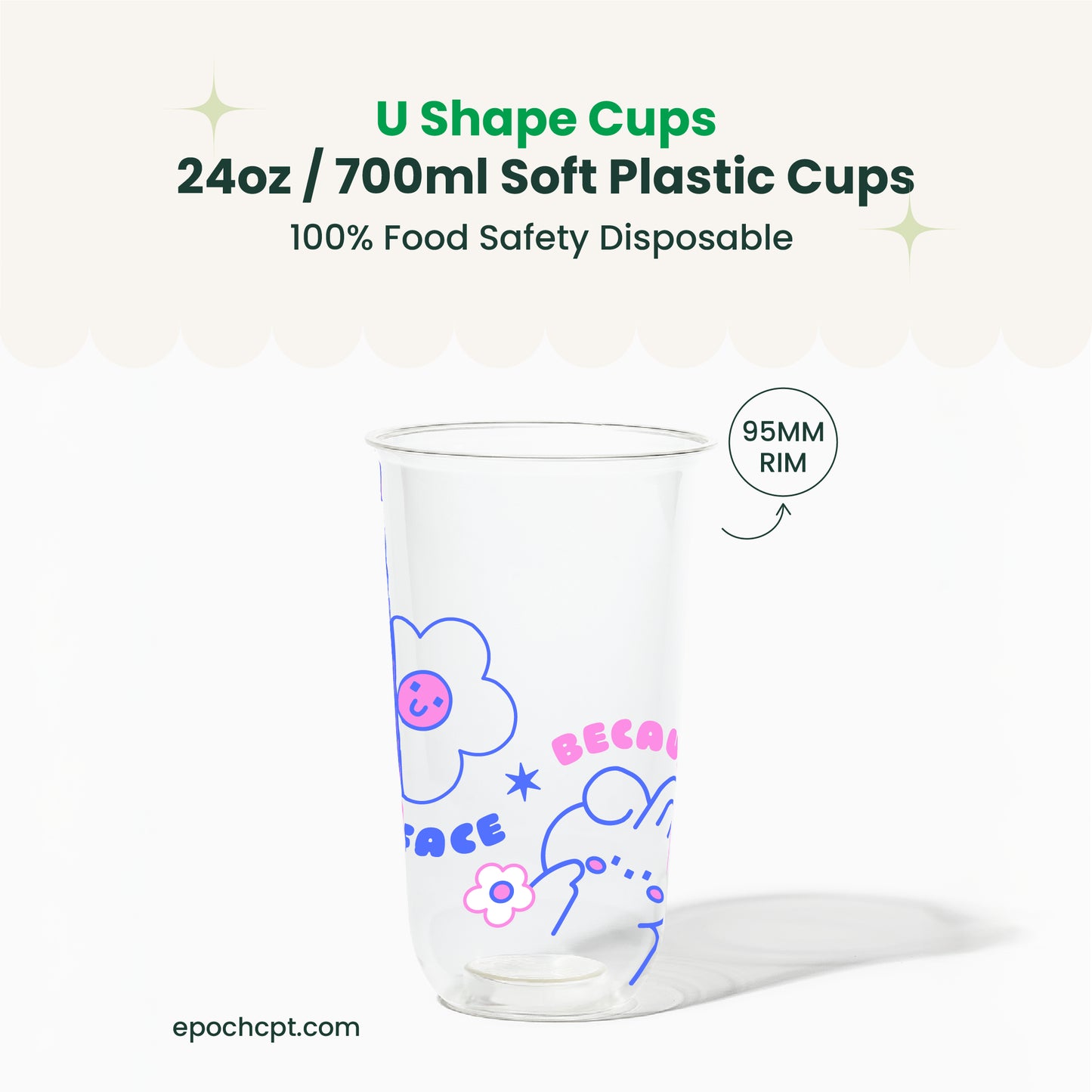 Bunny | 24oz Clear Soft Plastic Cup | 95mm Rim | 1000 pcs/Case