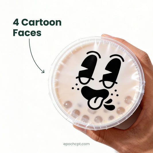 Cup Sealing Film for Bubble Tea | Cartoon Faces | Plastic Sealer Film Roll for Boba Cups | 2000 pcs