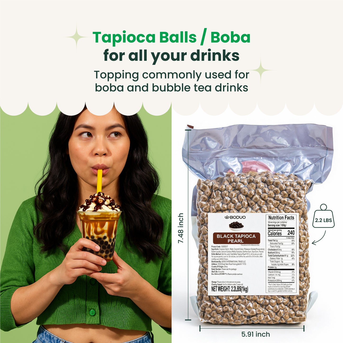 Tapioca Boba Pearls | 2.2 LB