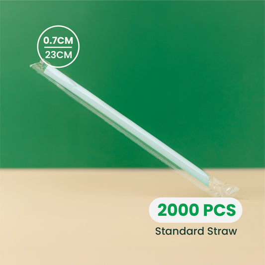 Standard Straw 0.7cm x 23cm | Indiv. Wrap | Colors, Clear or Black  | 2000 pcs