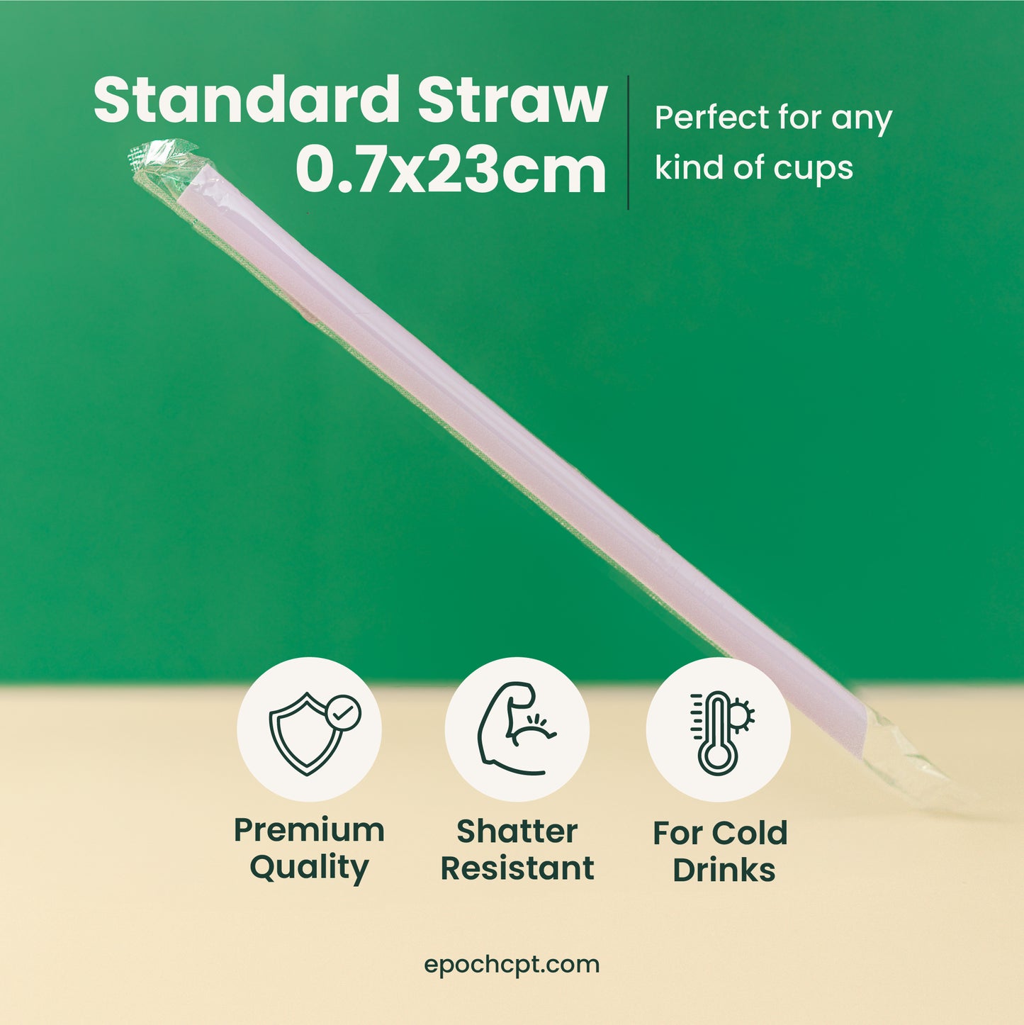 Standard Straw 0.7cm x 23cm | Indiv. Wrap | Colors, Clear or Black  | 2000 pcs