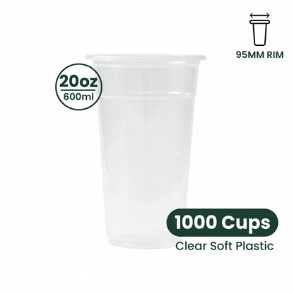 20oz A-Shape Soft PP Clear Plastic Cup | 95MM | 600ml Crystal Cup