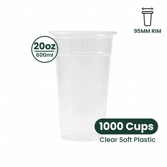 20oz A-Shape Soft PP Clear Plastic Cup | 95MM | 600ml Crystal Cup
