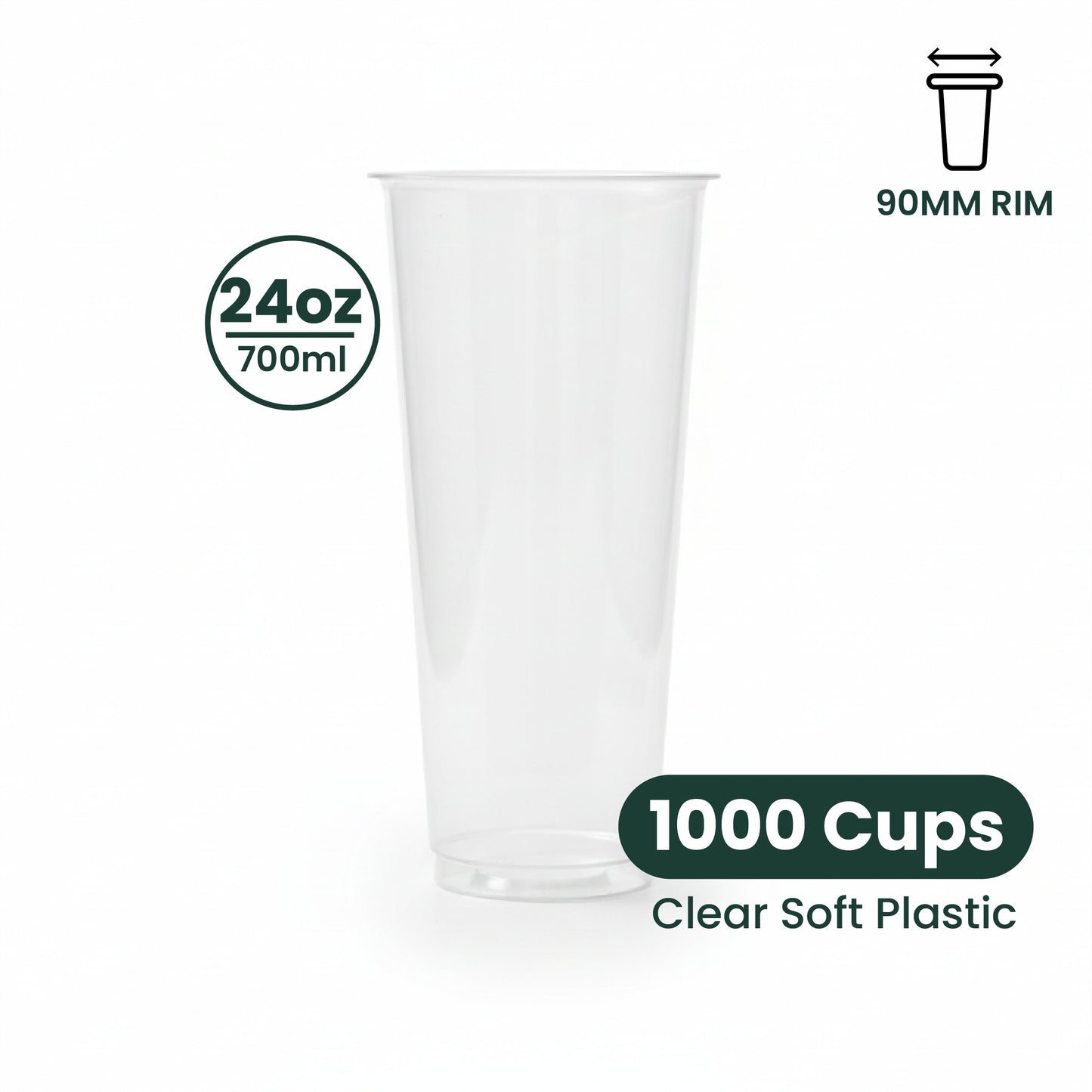 24oz | A-Shape | Soft PP Clear Plastic Cup | 90mm | 700ml