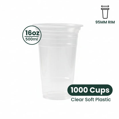 16oz | A-Shape | Soft PP Clear Plastic Cup | 95MM | 500ml | Crystal Cup